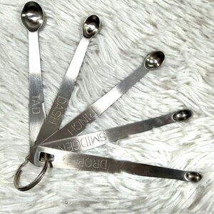 Vintage Metal TAD DASH PINCH SMIDGEN DROP Measuring Spoons on Ring